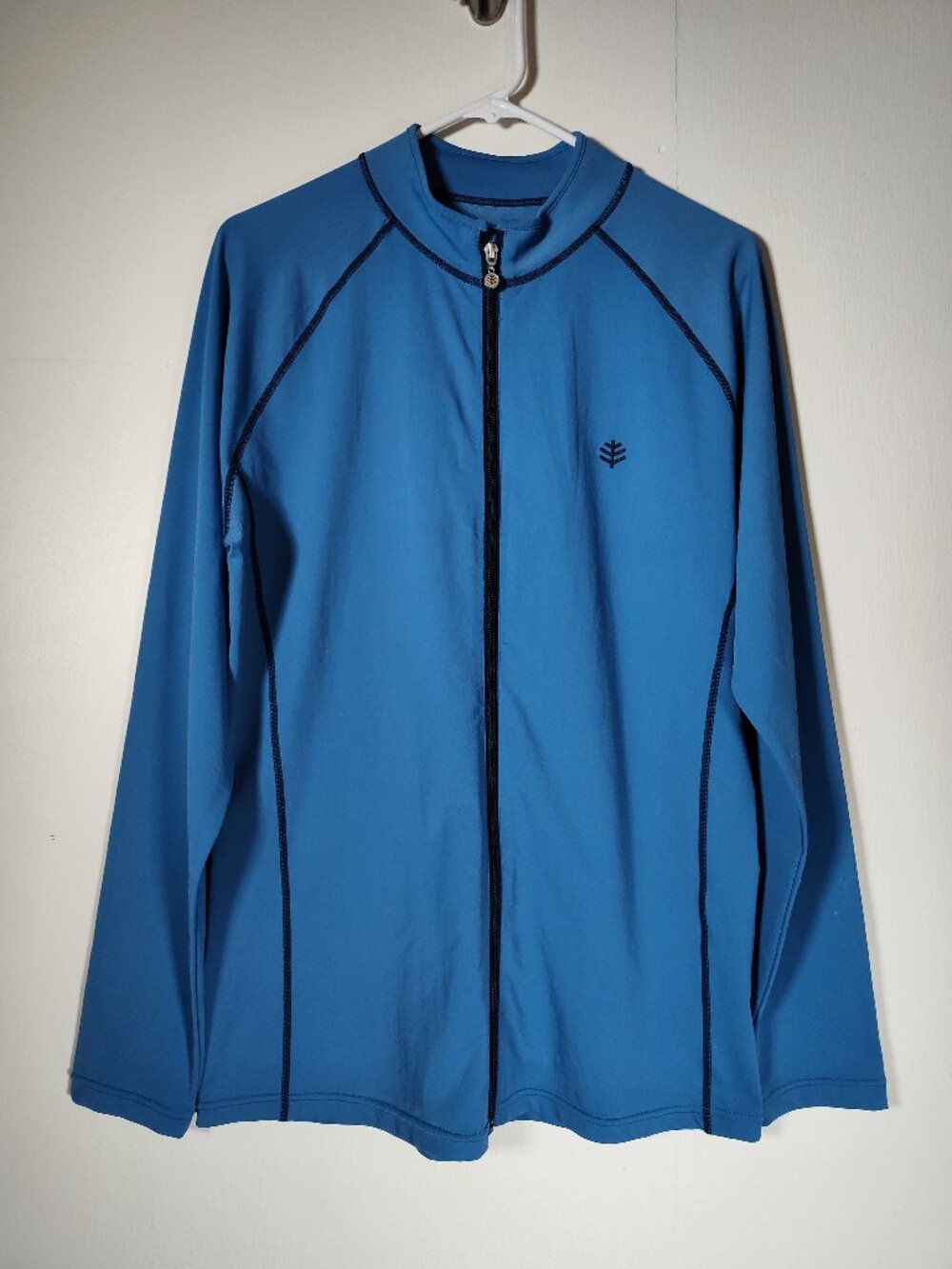 Coolibar blue full zip‎ rashguard swim shirt M